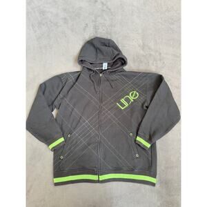 Line Full Zip Black Hooded White Lined Striped Sweater Jacket Men's Size XL